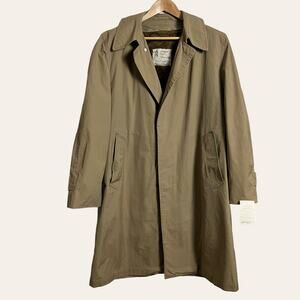 Vintage London Fog Khaki Tan Sherpa Faux Fur Lined Coat Size 42R